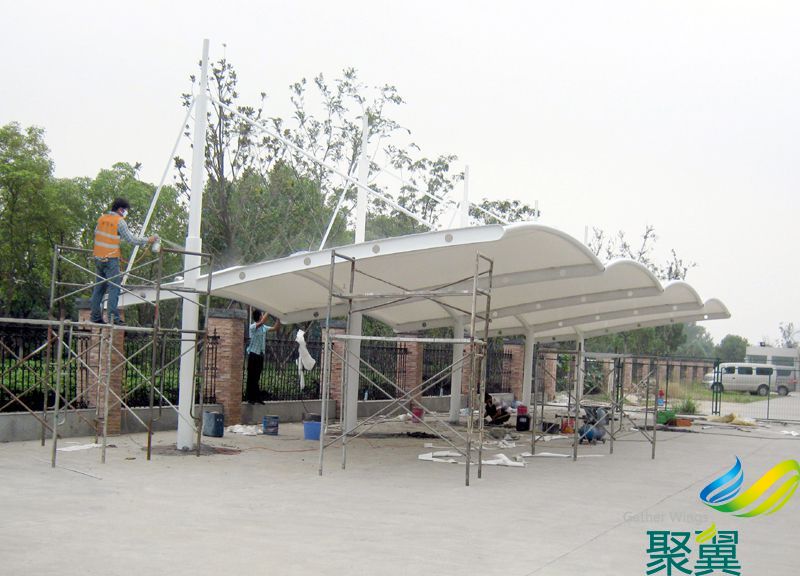 南京膜結構車棚工程案例 商場停車定制安裝 合理占用空間
