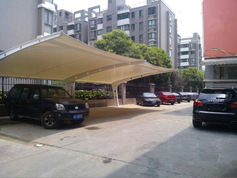 上海松江區膜結構停車棚 型號為JY-22 景觀車棚案例