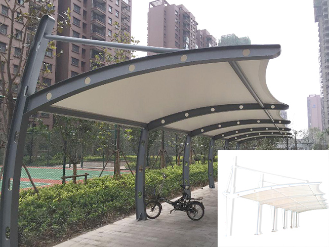 膜結構車棚焊接|膜結構車棚施工階段