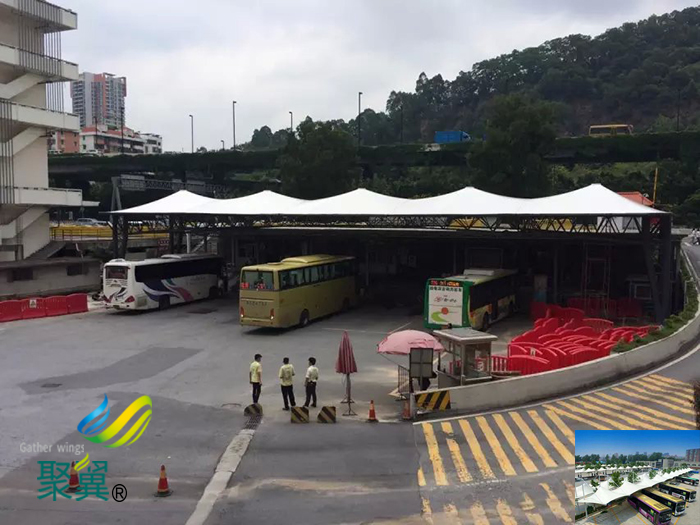 福建鋼膜結構大巴車露天停車棚基礎施工圖