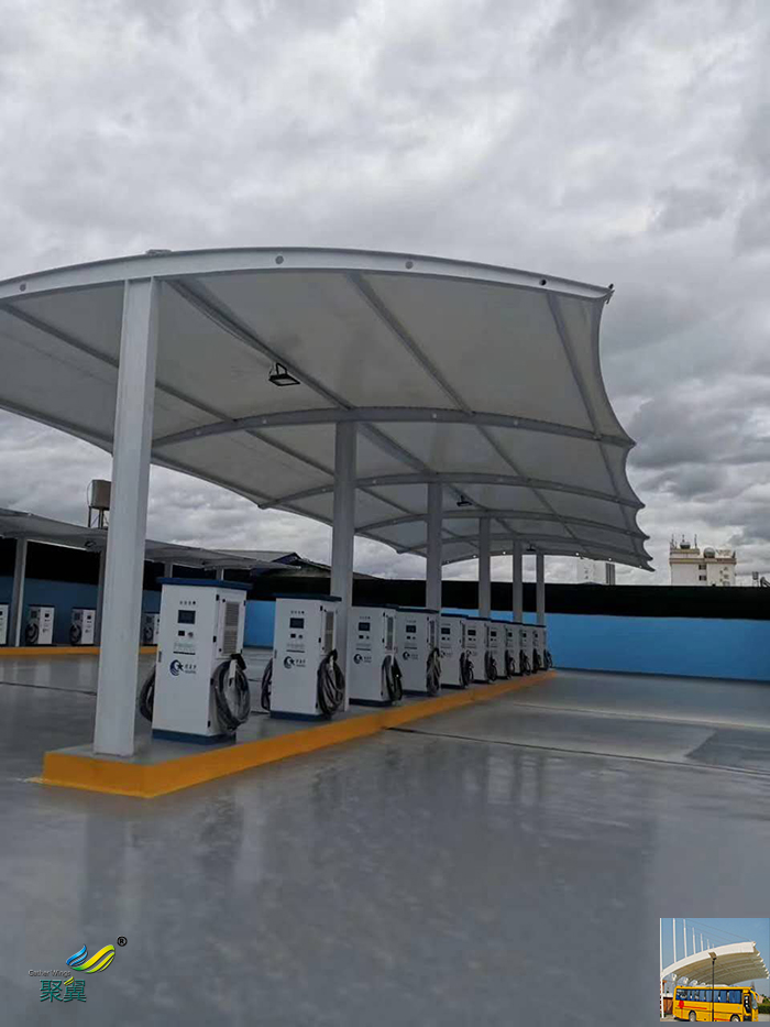江蘇膜結構大巴車停充電樁汽車車棚公司定做