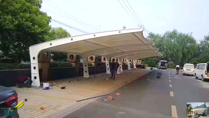 武漢景觀張拉膜結(jié)構(gòu)停車棚設(shè)施設(shè)計(jì)圖片廠家工程